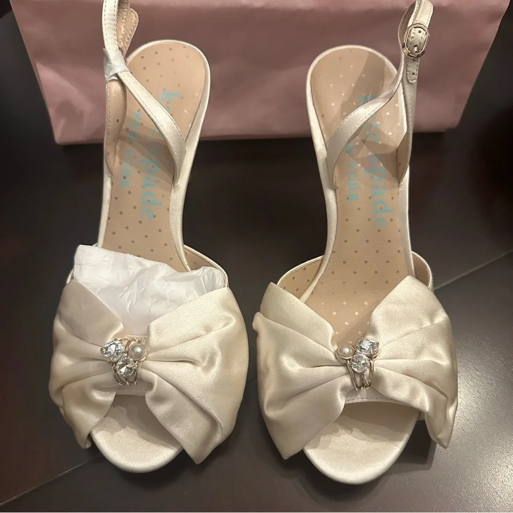 NIB Kate Spade Happily Slingback Pumps Size 8 Wedding Ivory
